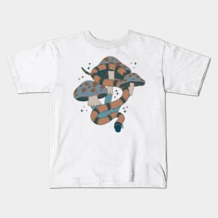 Snake and Mushrooms - Chocolate mint Kids T-Shirt